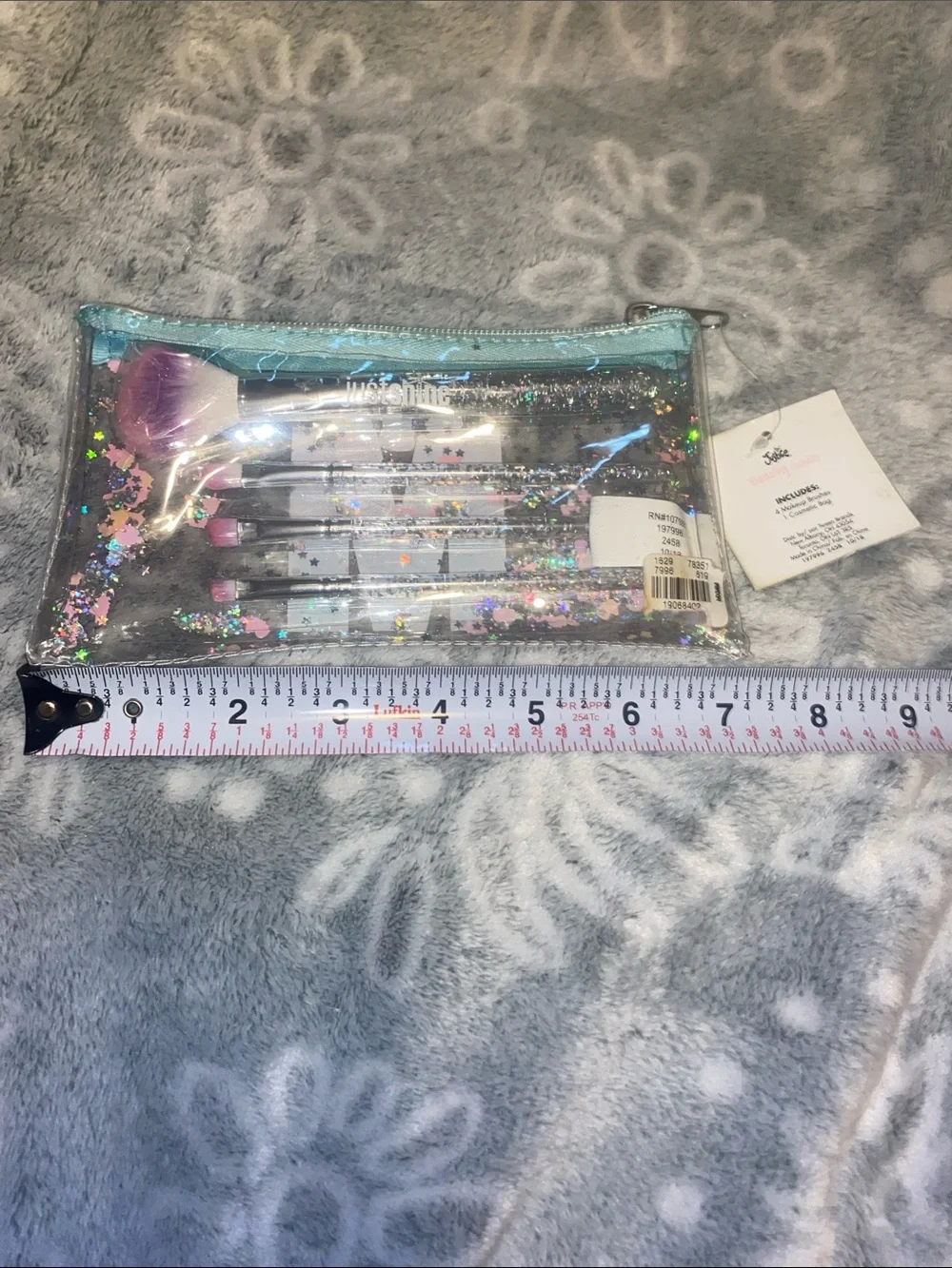 Justice Holographic Unicorn 'M' Pencil Case - Pink Aqua Purple